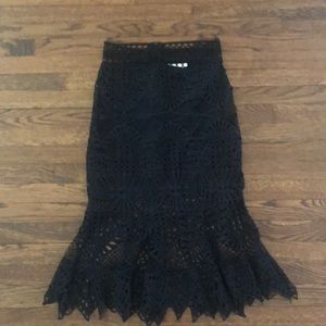 Jonathan Simkhai black crochet skirt with shorter underneath layer. Size 6
